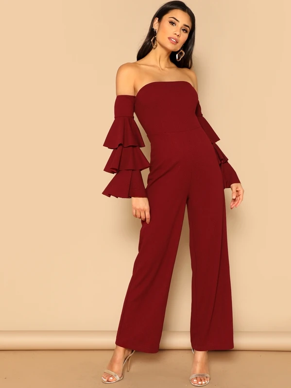 off shoulder jumpsuit shein