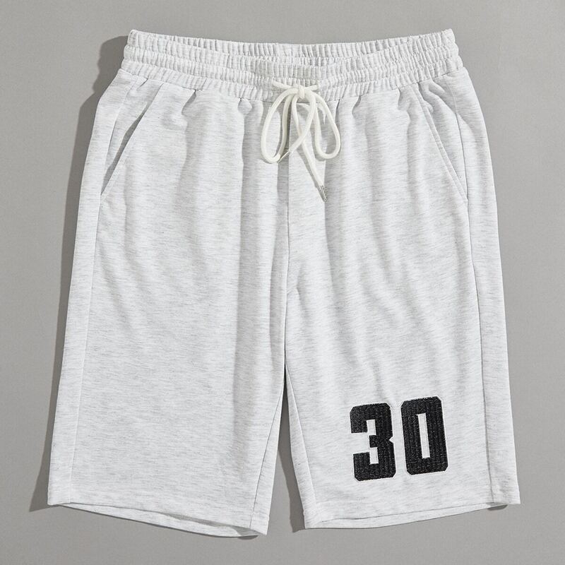 

Guys Letter Embroidery Drawstring Shorts, Grey