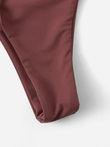 SHEIN Swim U-plunge Belted Low Back Swimsuit - Redwood - View 4