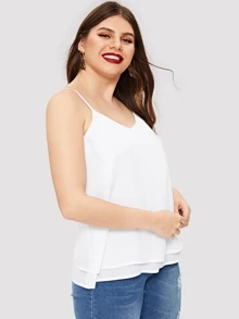 Plus Solid Cami Top - White - View 4