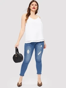 Plus Solid Cami Top - White - View 6