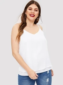 Plus Solid Cami Top - White - View 1