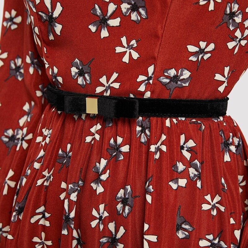 

Velvet Bow Decorated Skinny Belt, Black