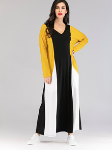 Color Block Drop Shoulder Longline Dress