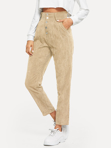 Button Fly Slant Pocket Corduroy Pants
