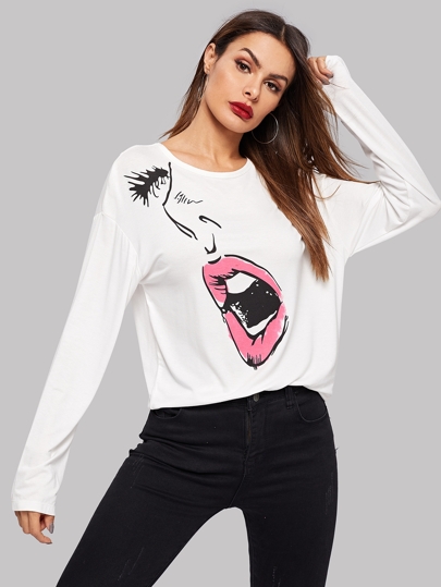 Graphic Print Tunic Tee pictures