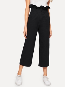 Solid Frill Detail Pants