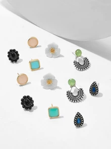 imoli 6 pares de pendientes colgantes de aleación con diseño floral y geométrico, ideales para fiestas y regalos