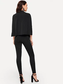 Double Breasted Cape Jumpsuit - Black - View 2