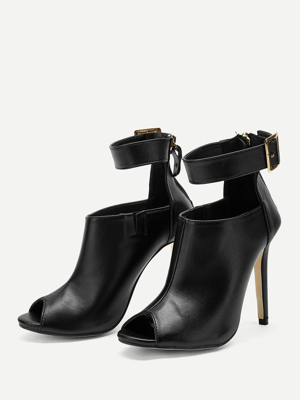 Black Elegant Solid Color American Style Ankle Boots With Thin High