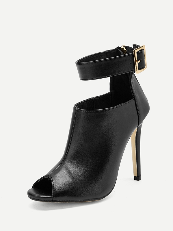 Black Elegant Solid Color American Style Ankle Boots With Thin High
