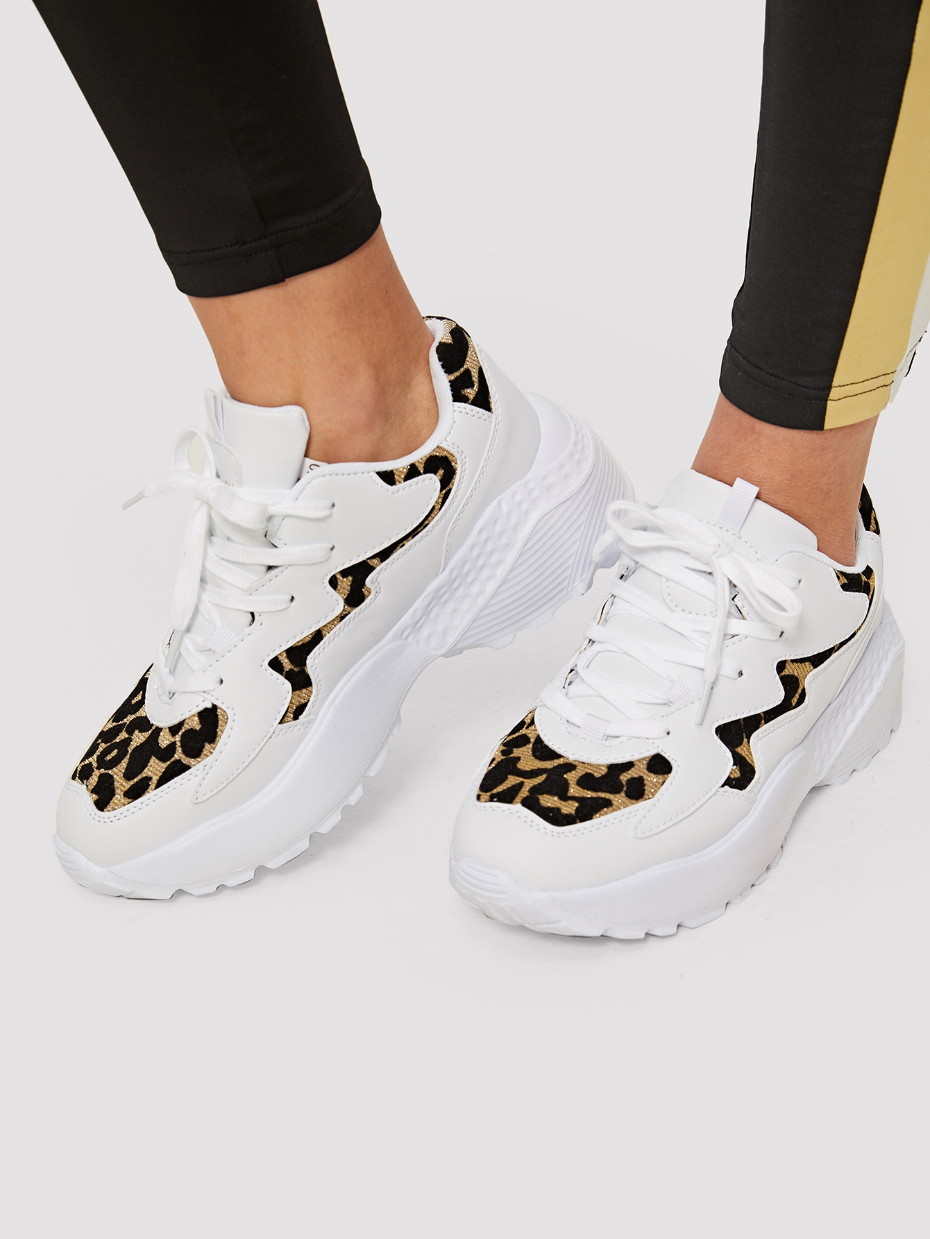 leopard chunky sole trainers