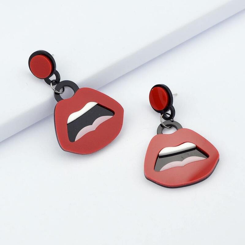 

Red Black Mouth Earrings