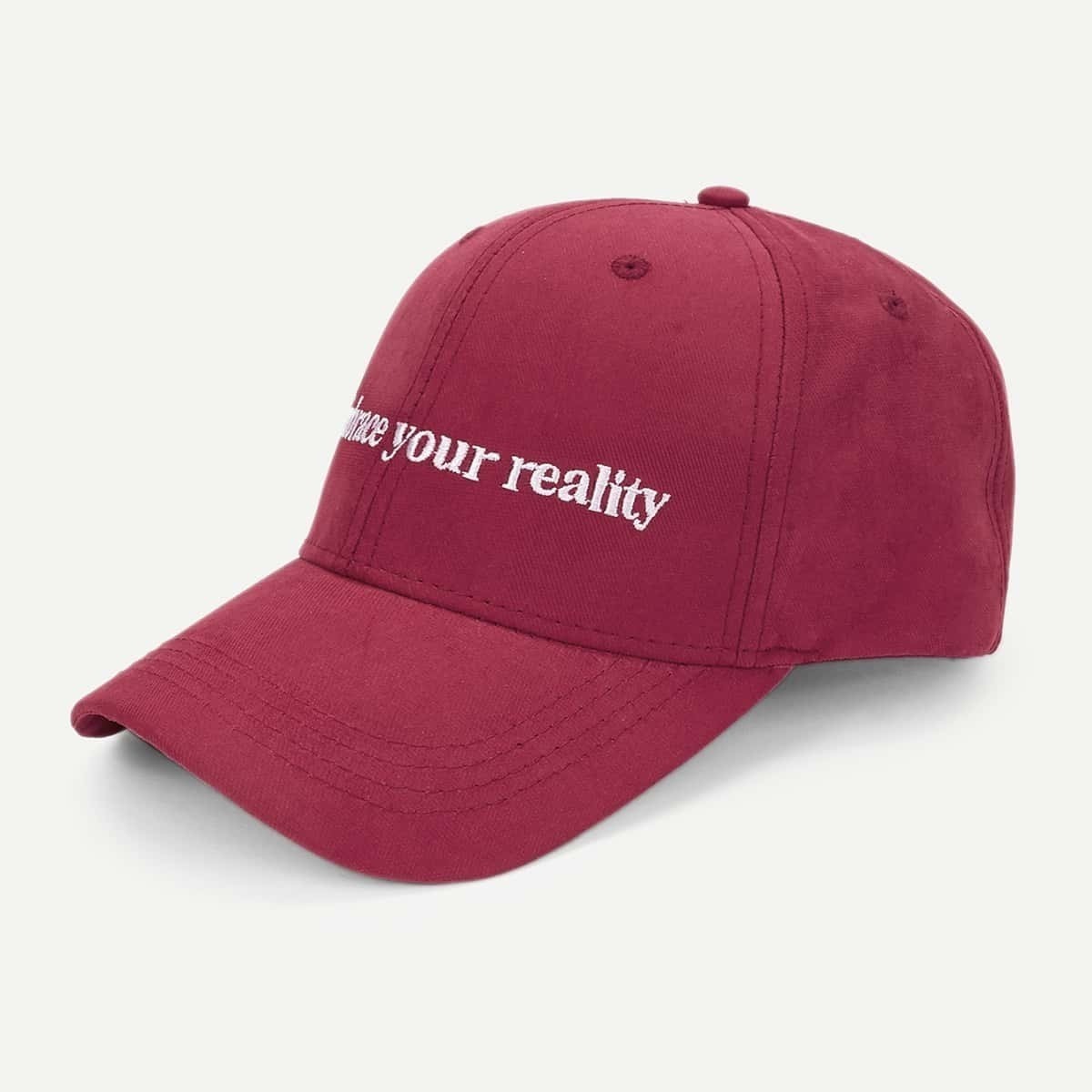 

Slogan Embroidery Baseball Cap, Red