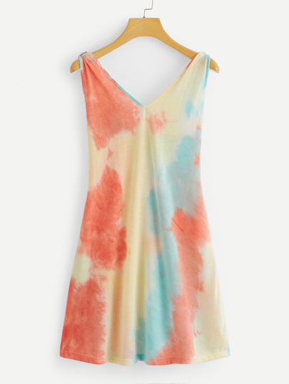 V-Neck Tie Dye Sleeveless Dress pictures