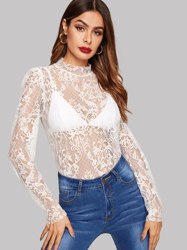 sheer lace top