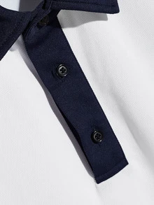 Manfinity Men Cut-and-sew Sleeve Half Placket Polo Shirt - White - View 3