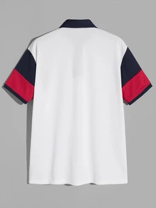 Manfinity Men Cut-and-sew Sleeve Half Placket Polo Shirt - White - View 2