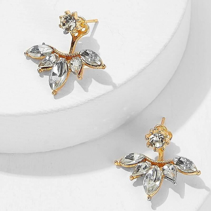 

Rhinestone Swing Stud Earrings 1pair, Gold