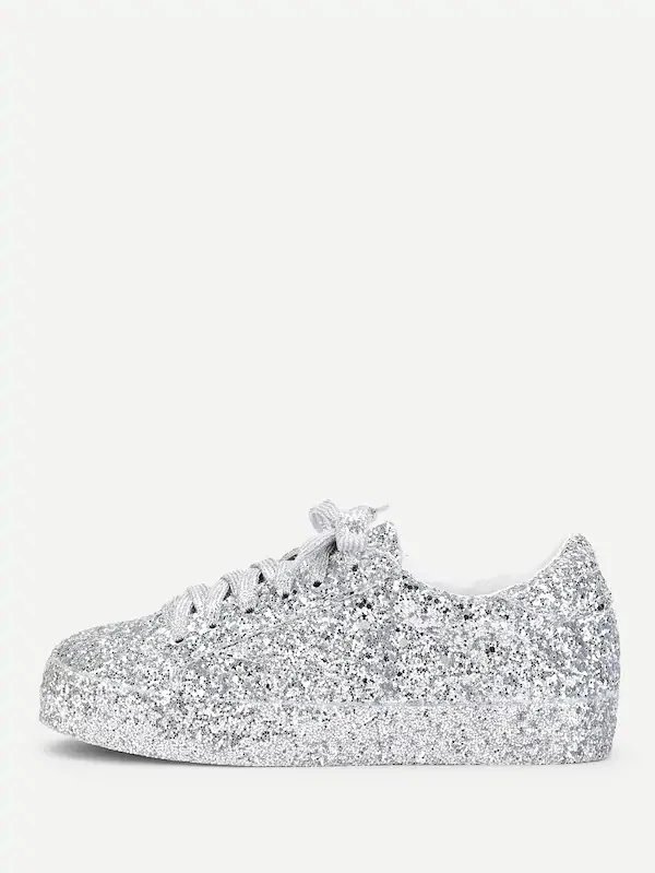 silver sequin sneakers