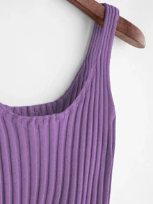 Ribbed Sweater-Knit Tank Top - Violet Purple - View 3