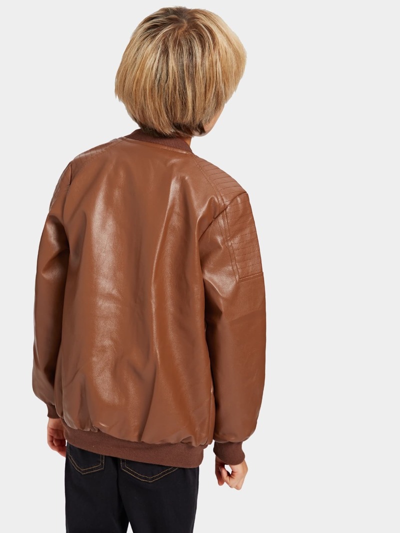 Toddler Boys Solid Faux Leather Jacket