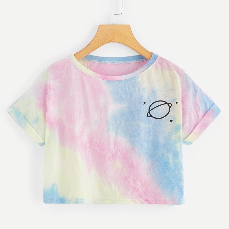 

1Plus1 Girls Planet Print Tie Dye Tee, Multicolor