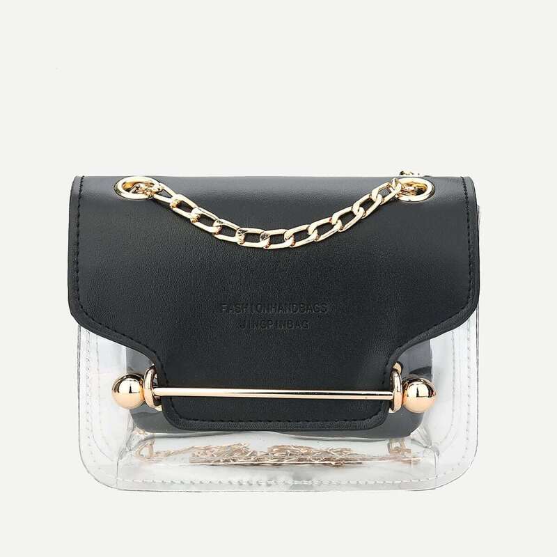 

PU Chain Bag With Inner Pouch, Black