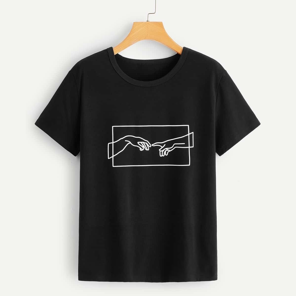 

Gesture Print Tee, Black