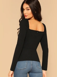 SHEIN Privé Top cu fermoar pe gât cu inimă