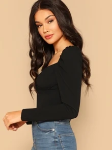 SHEIN Privé Top cu fermoar pe gât cu inimă