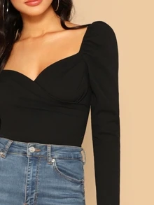 SHEIN Privé Top cu fermoar pe gât cu inimă