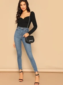 SHEIN Privé Top cu fermoar pe gât cu inimă