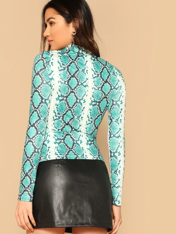 high neck snakeskin top