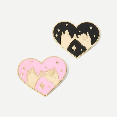 手掌紋理心形胸針套裝2個