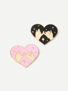 Hand Decor Heart Brooch Set 2pcs