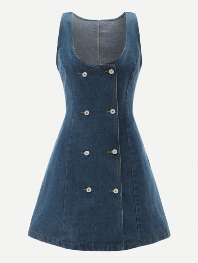 Double Breasted Stitch Detail Denim Dress pictures
