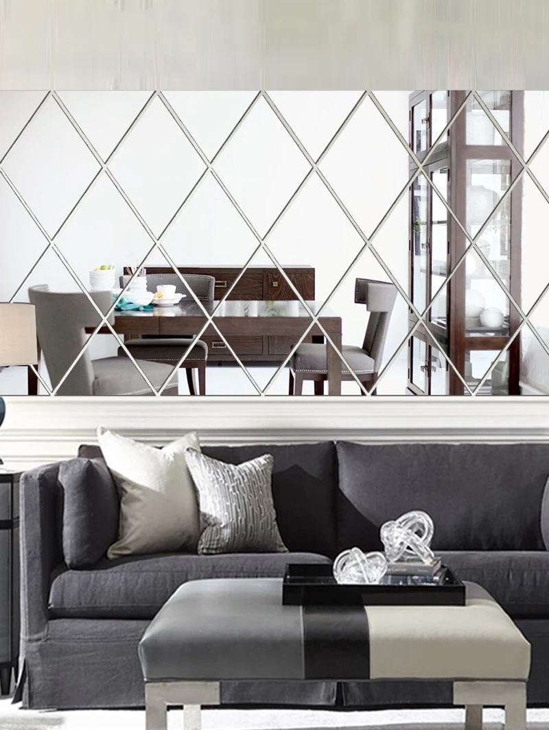 Diamond Wall Mirror Sticker Romwe