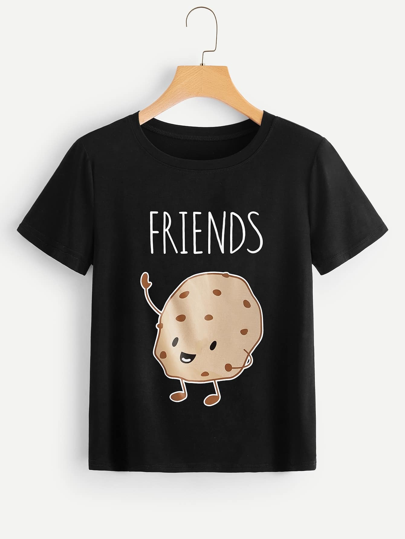 1plus1 girls cartoon oreo bff print t-shirt | romwe