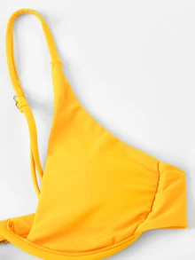 SHEIN Swim 夏季海灘有鋼圈高腰比基尼套裝 - 芥末黃 - 查看 4