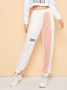Elastic Waist Cut And Sew Pants