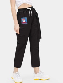 Graphic Panel Drawstring Pants