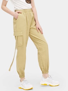 Pocket Detail Elastic Waist Pants