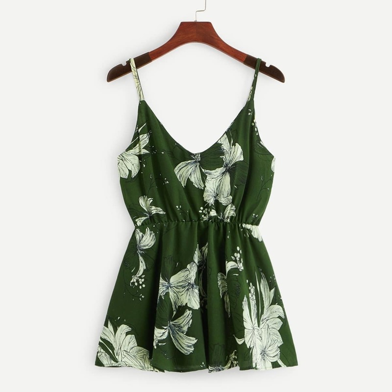

Floral Print Cami Top, Dark green
