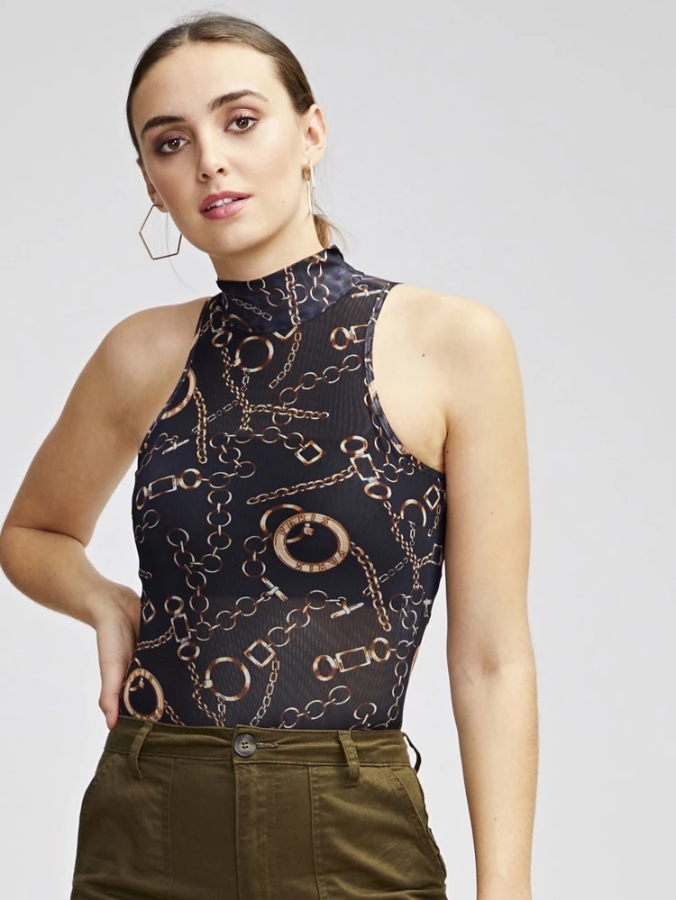 chain print bodysuit