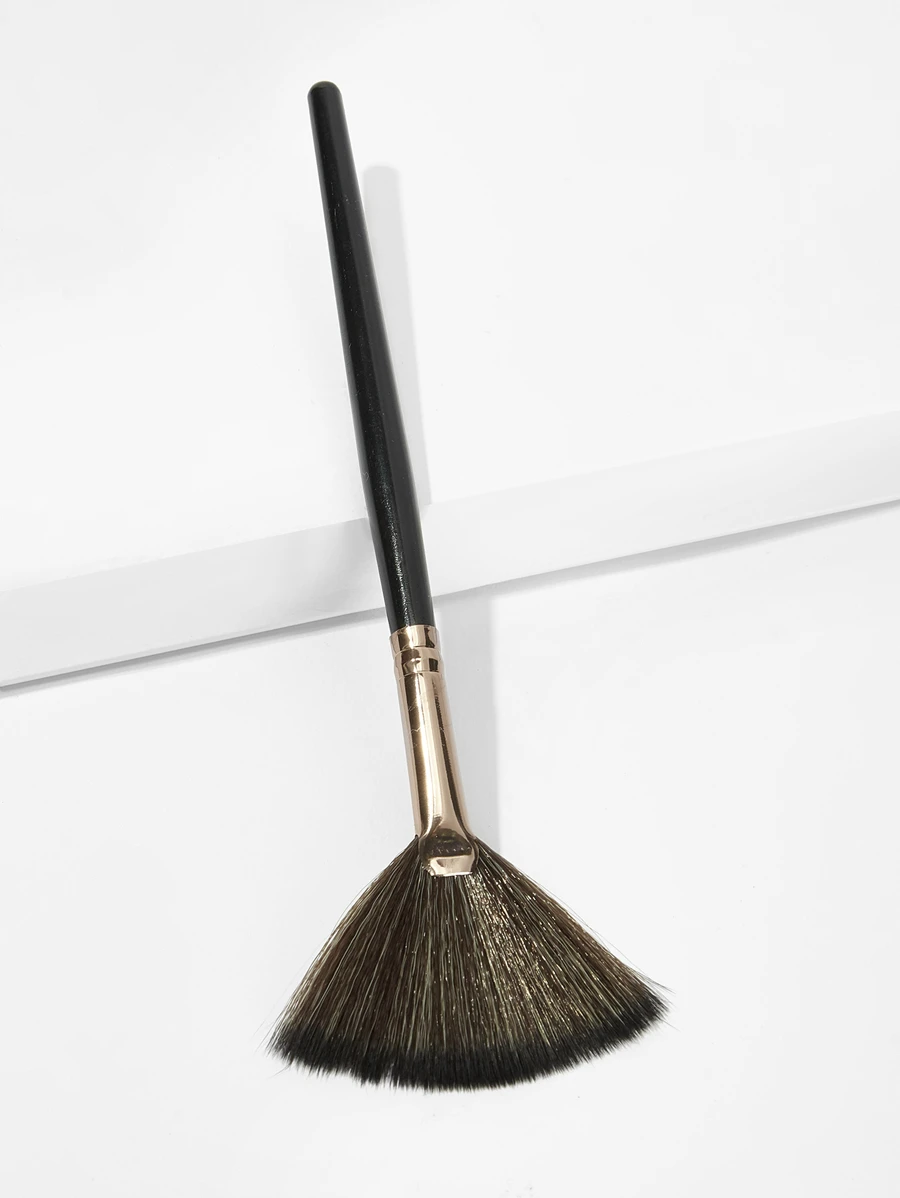 1 brocha de maquillaje de abanico profesional, resaltador de mezcla, brocha para polvos sueltos, herramienta de belleza cosmética - Negro - Ver 1