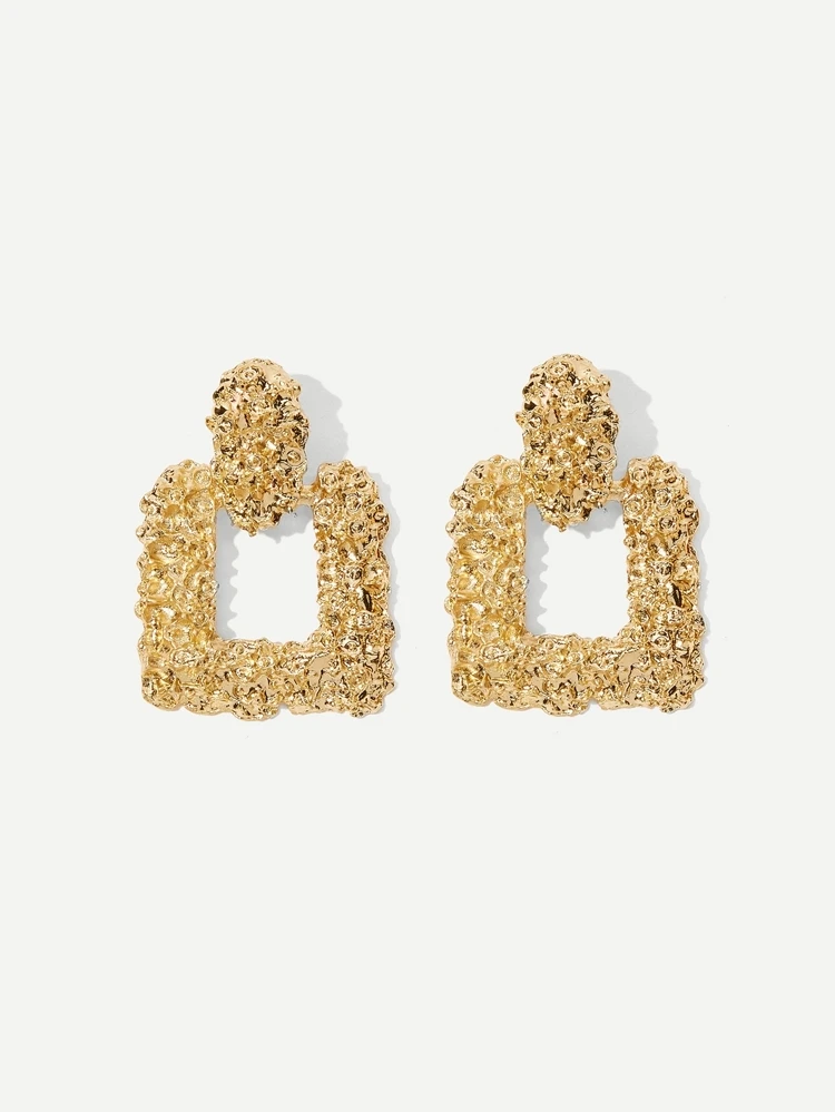 17KM Textured Square Drop Earrings 1pair