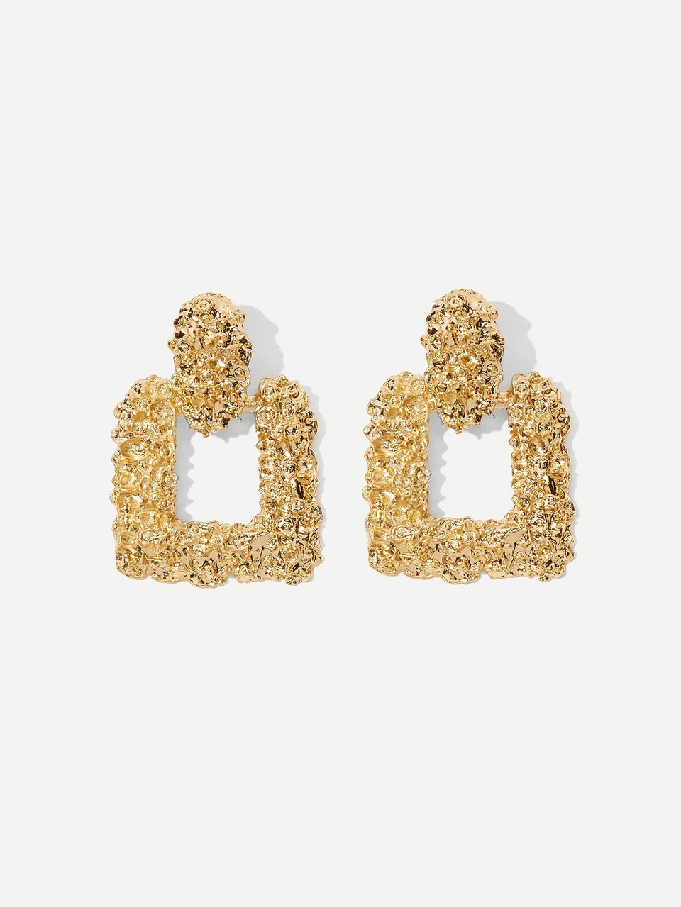 17KM Textured Square Drop Earrings 1pair