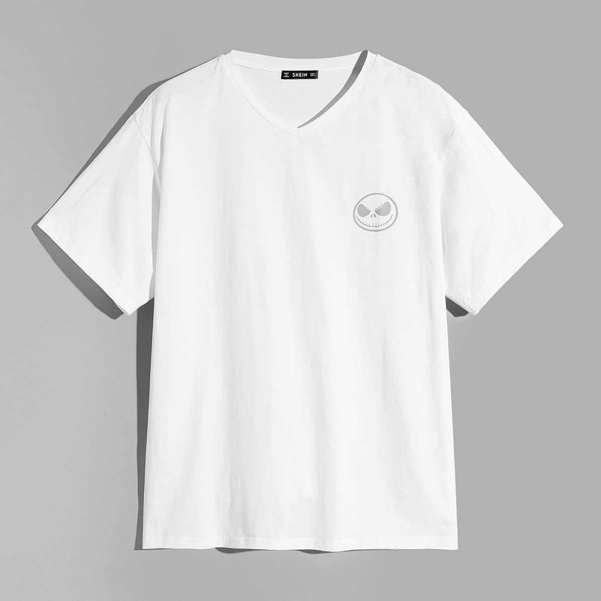 

Guys Solid Graphic Print Top, White