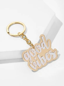 Letter Pattern Metal Charm Keychain - Gold - View 2